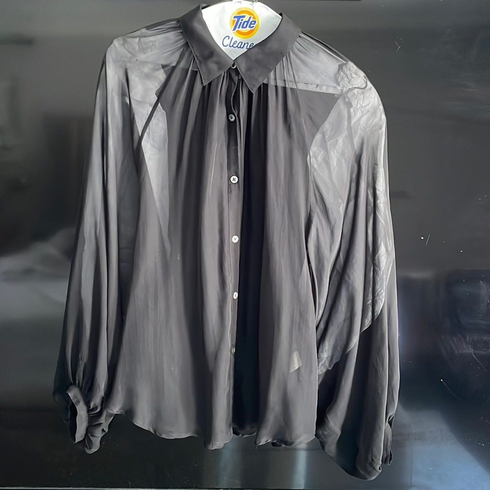 Elizabeth and James Silk Black Blouse SZ XS